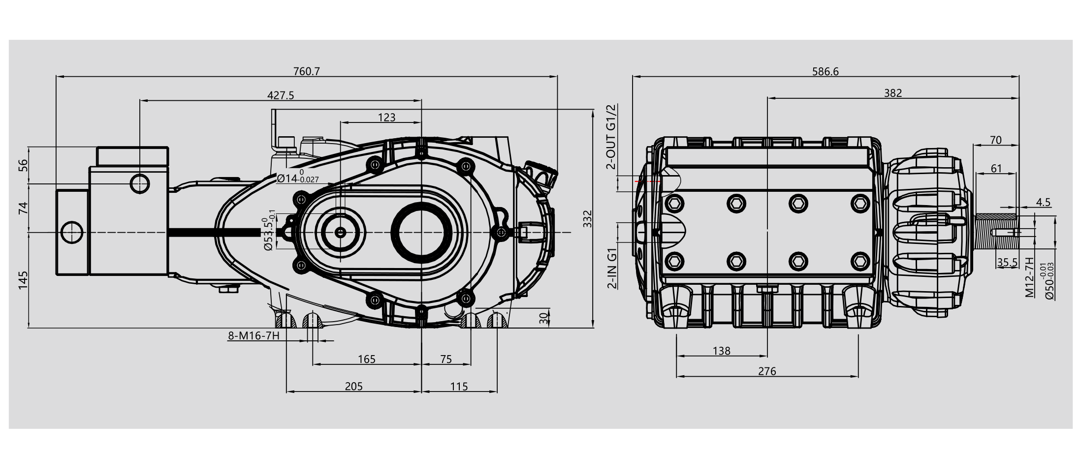Габаритный чертёж PINFL 50B-32-M1-G