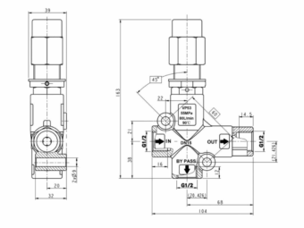 Габаритный чертёж клапана PINFL VP53