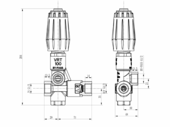 Габаритный чертёж клапана PINFL VRT100-B
