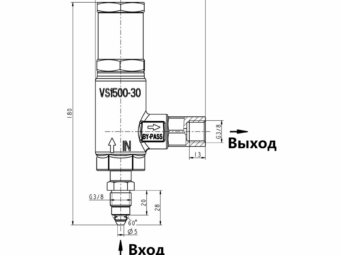 Габаритный чертёж клапана PINFL VS1500